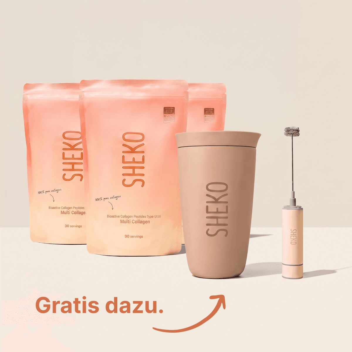 SHEKO Multi Kollagen Pulver Beutel Vorderseite